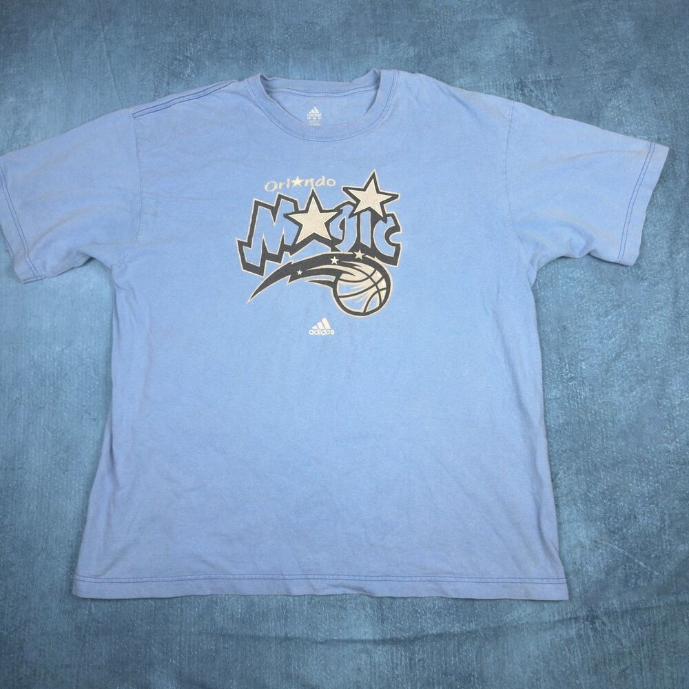 Y2K Adidas Orlando Magic Graphic Tee Mens XL Faded Blue NBA
